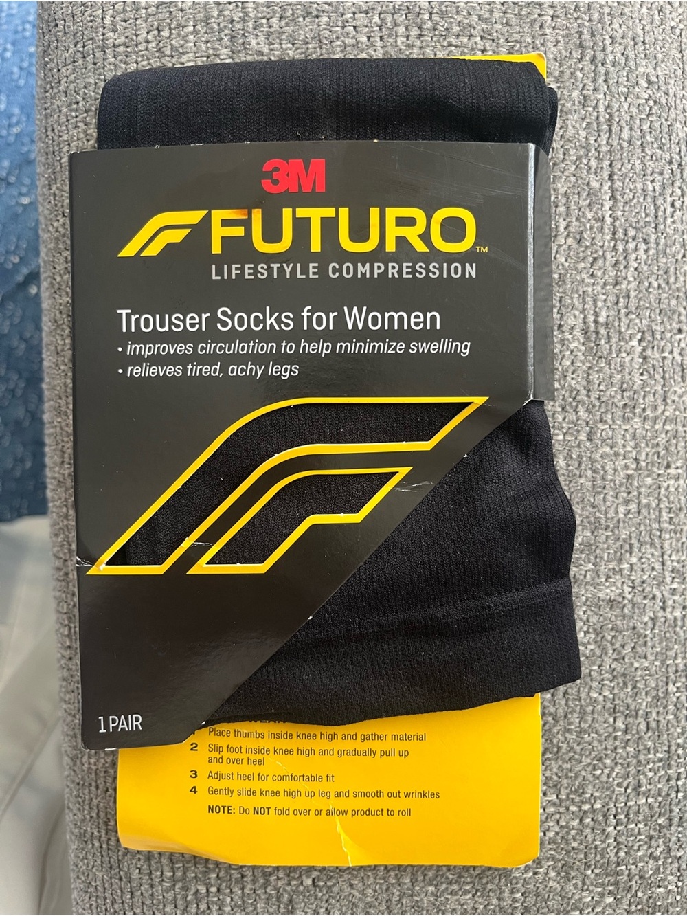 Futuro Black Trouser Socks - Compression Support, size medium